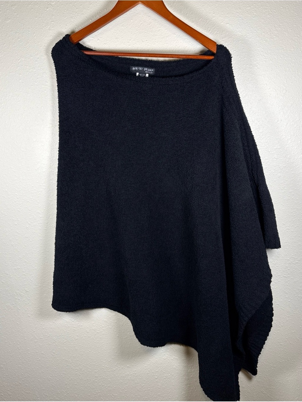 Barefoot Dreams Cozychic Knit Poncho Black Plus Size OS